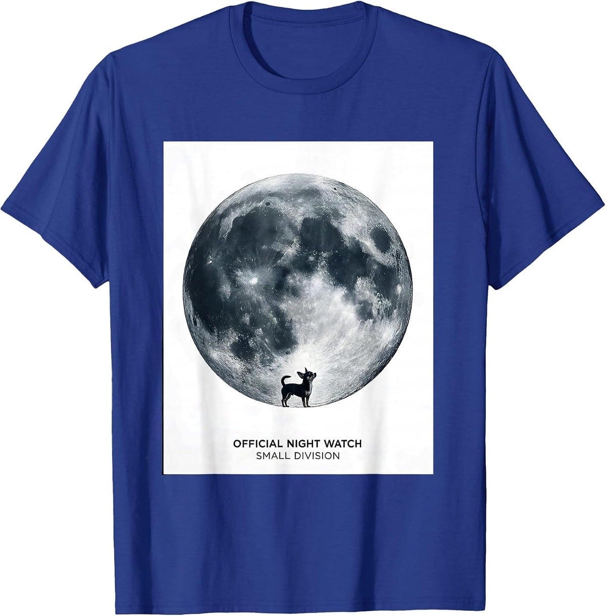 Men's Official Night Watch Small Division Chihuahua Howling T-Shirt - Royal Blue