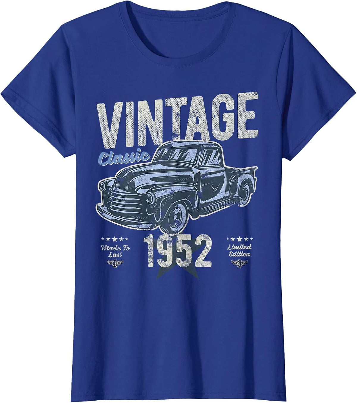 Vintage, Born 1952, Birthday, Classic Pick Up Truck T-Shirt - Royal Blue
