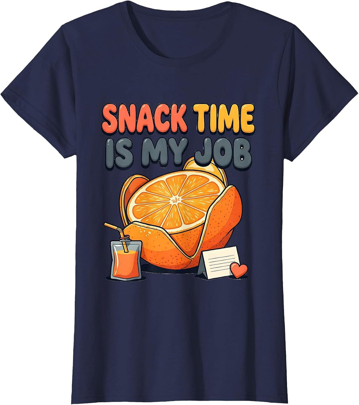 Women's Snack Time Is My Job Funny Paraeducator Paraprofessional T-Shirt - Navy Blue