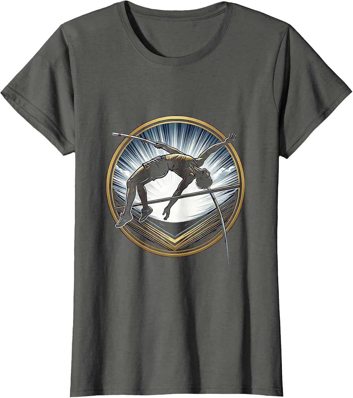 Women's Pole Vaulter Stormy Sky Athletic Graphic T-Shirt - Asphalt Grey