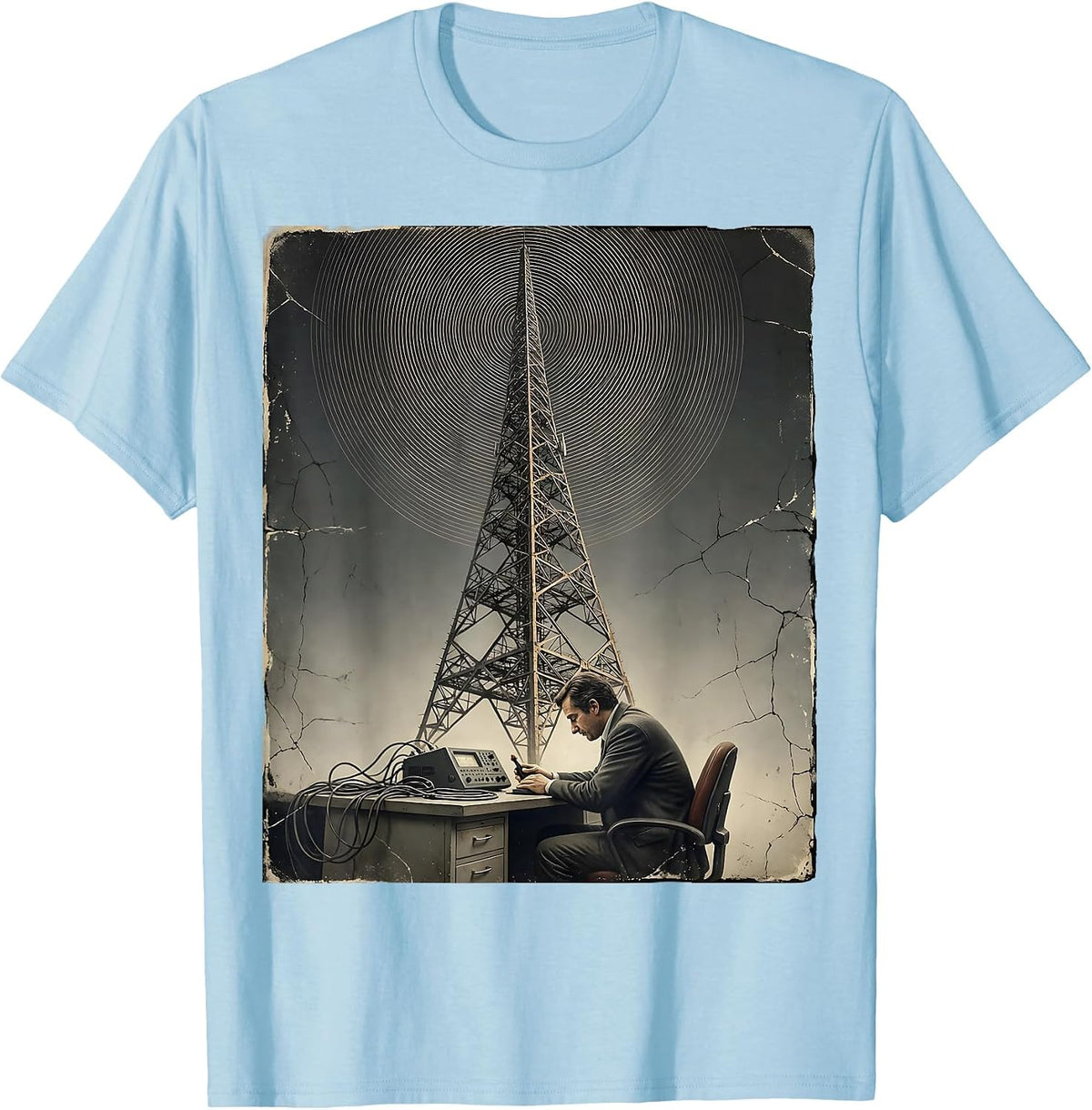 Men's Calm Operator Distressed Ham Radio Hobbyist Humor T-Shirt - Baby Blue