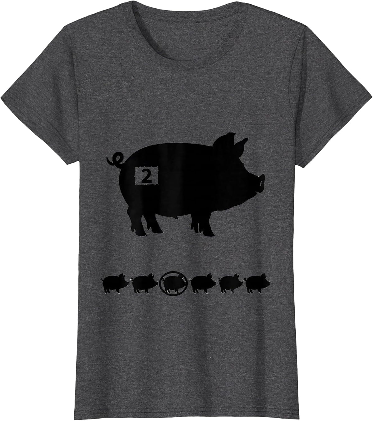 Women's 2 Funny Piglet Halloween Costume Pig Lover Humor T-Shirt - Dark Heather Grey