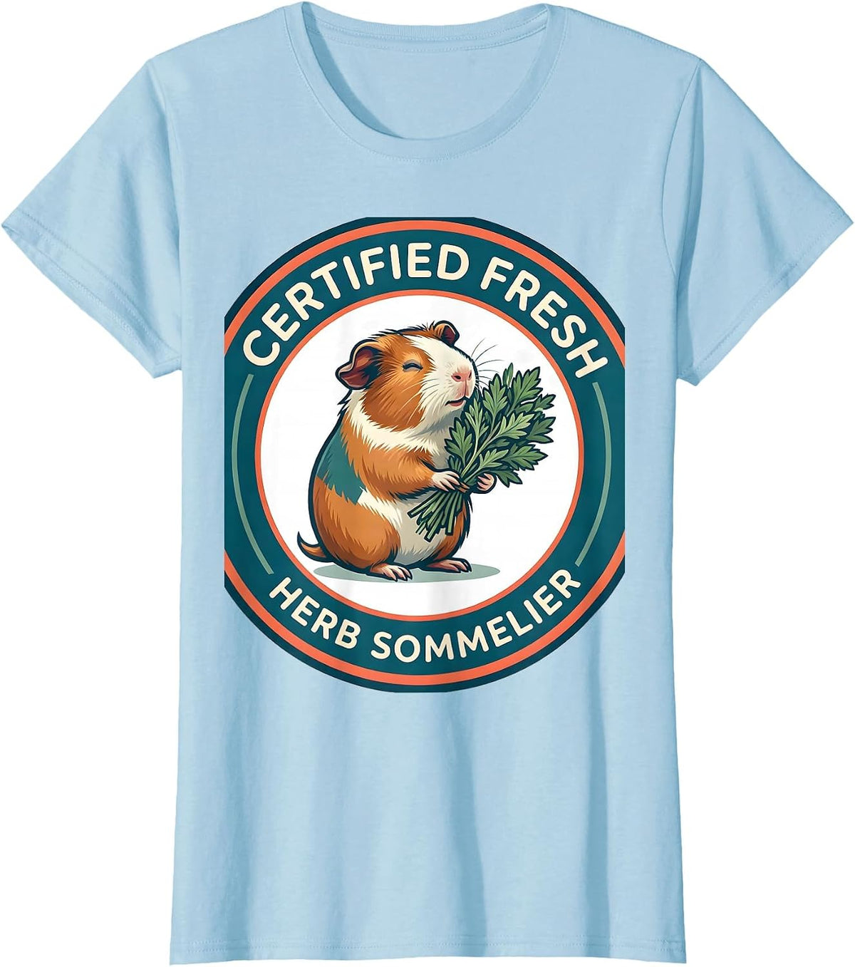 Certified Fresh Herb Sommelier Funny Guinea Pig Owner Cavy T-Shirt - Baby Blue