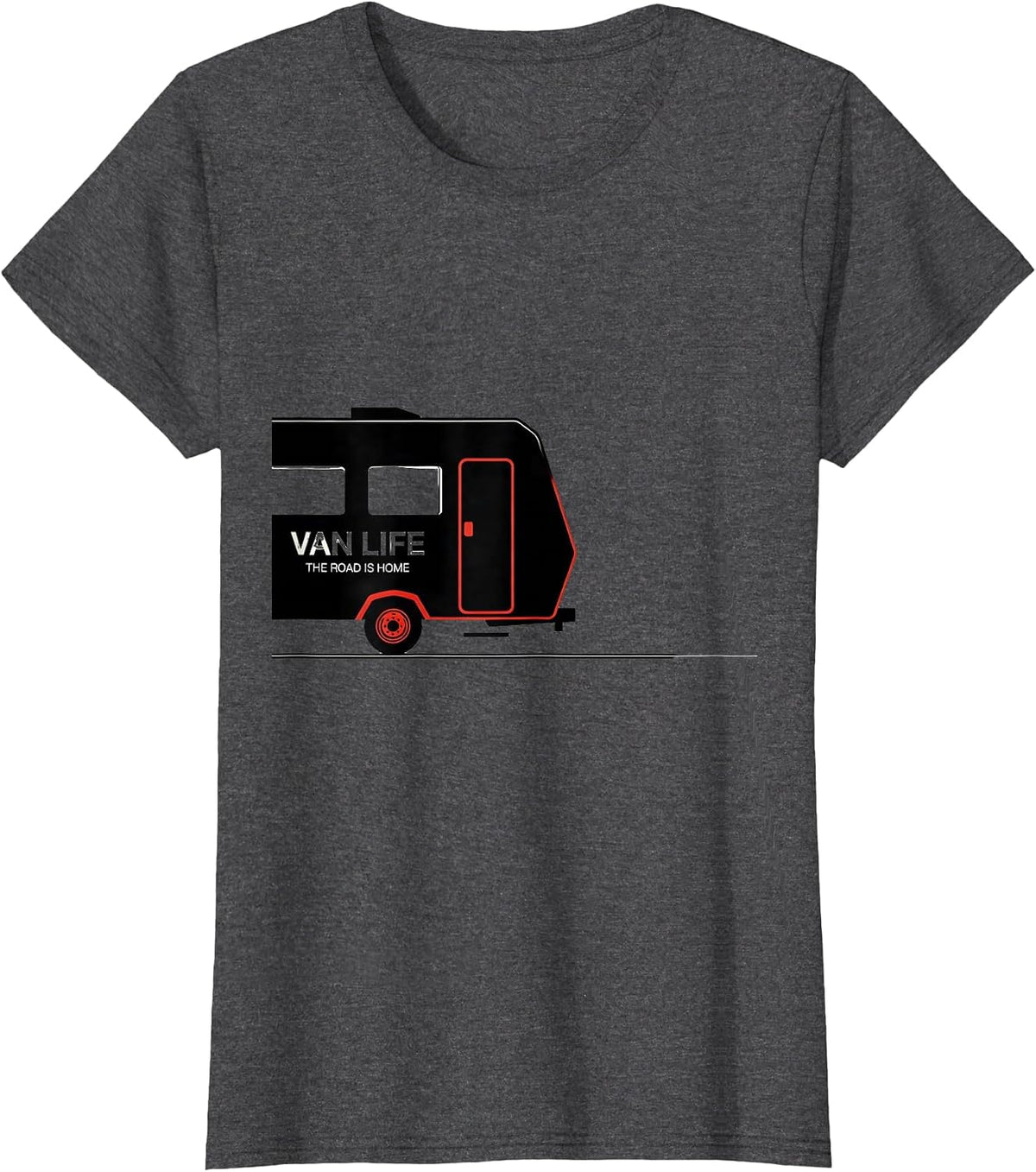 Women's Van Life The Road Is Home Retro Camper Nomad Pride T-Shirt - Dark Heather Grey