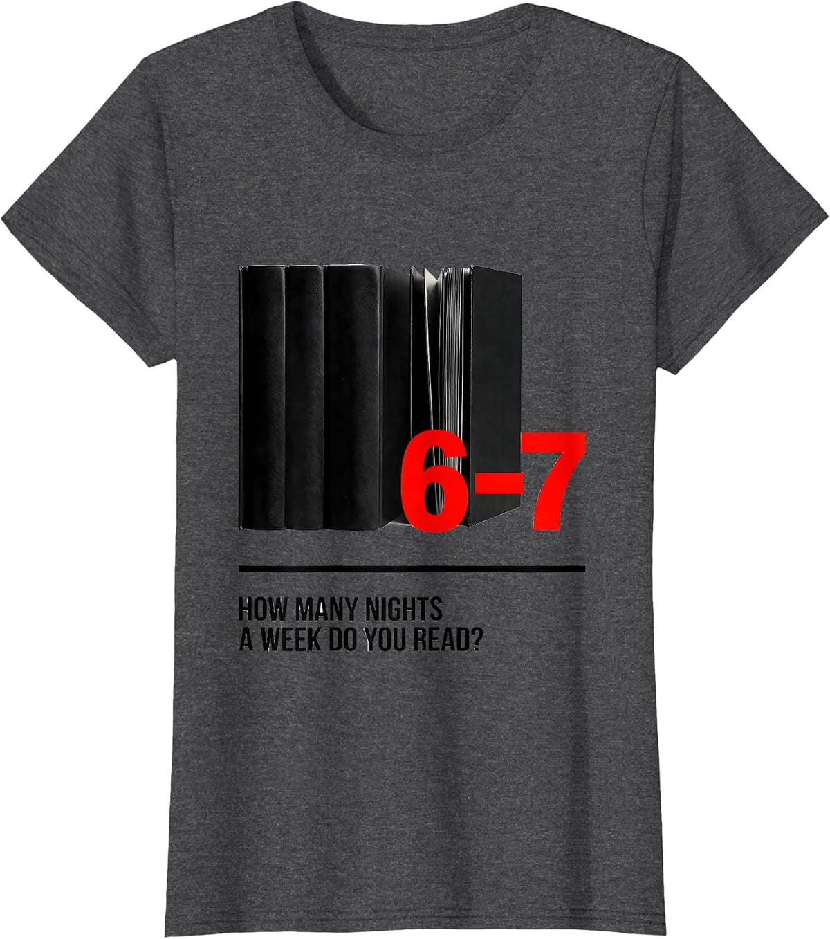 Women's How Many Nights A Week Do You Read? 6-7 Teacher T-Shirt - Dark Heather Grey