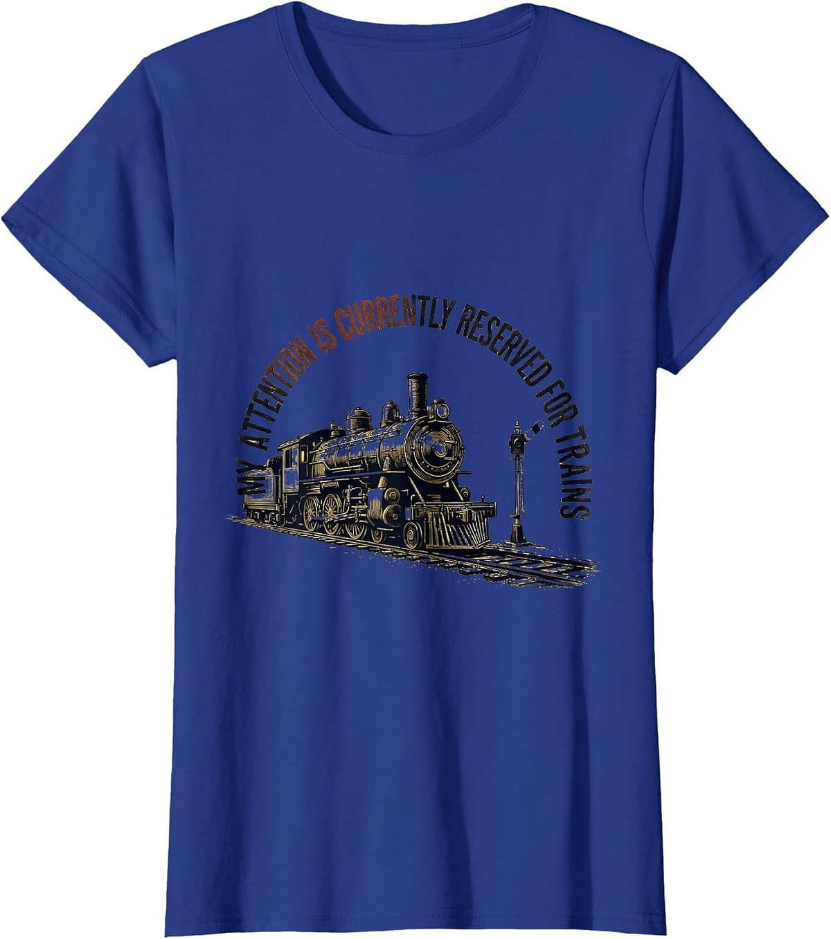 Women's My Attention Is Currently Reserved For Trains Vintage T-Shirt - Royal Blue