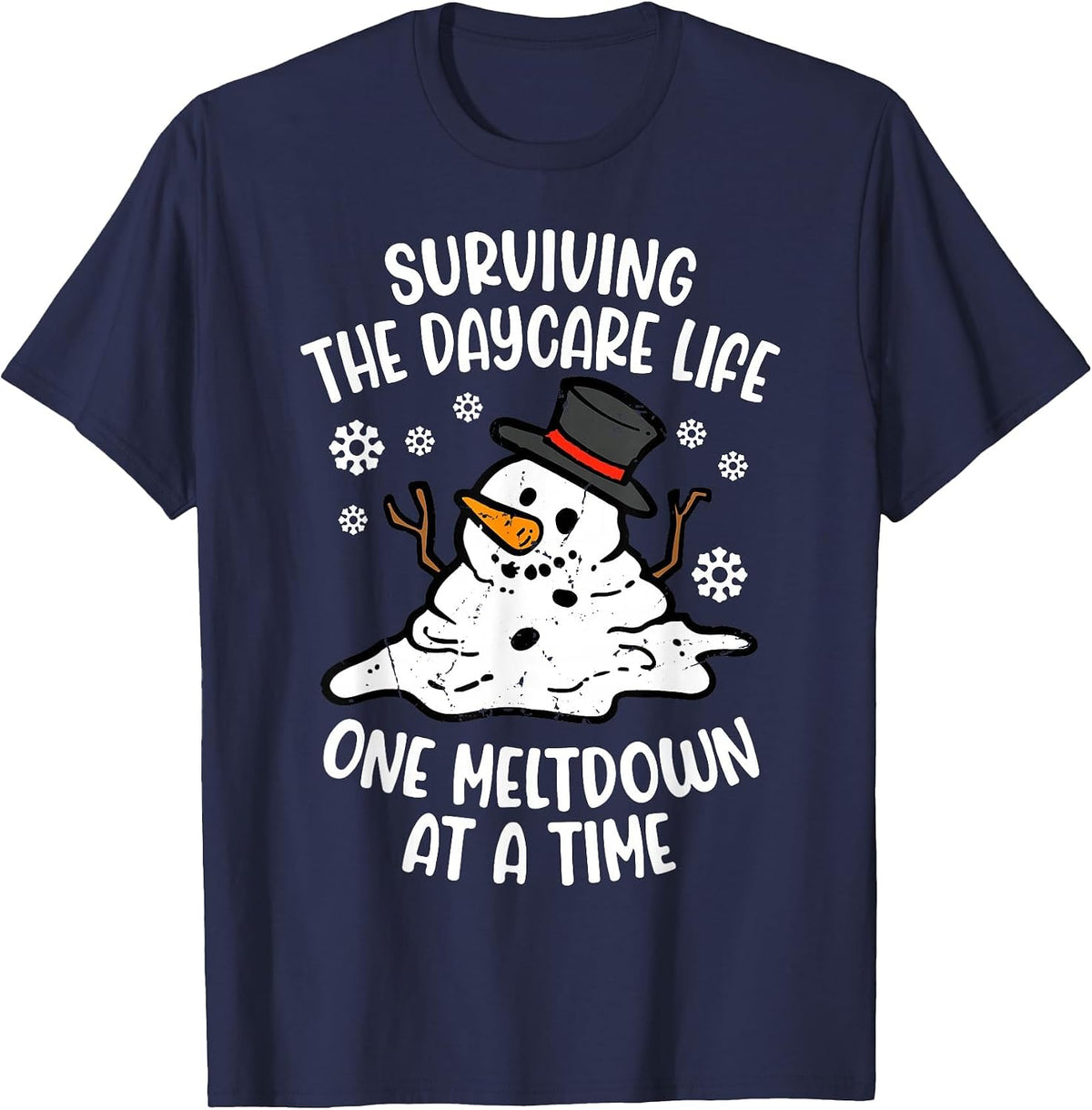 Surviving Daycare Life One Meltdown At A Time T-Shirt - Navy Blue