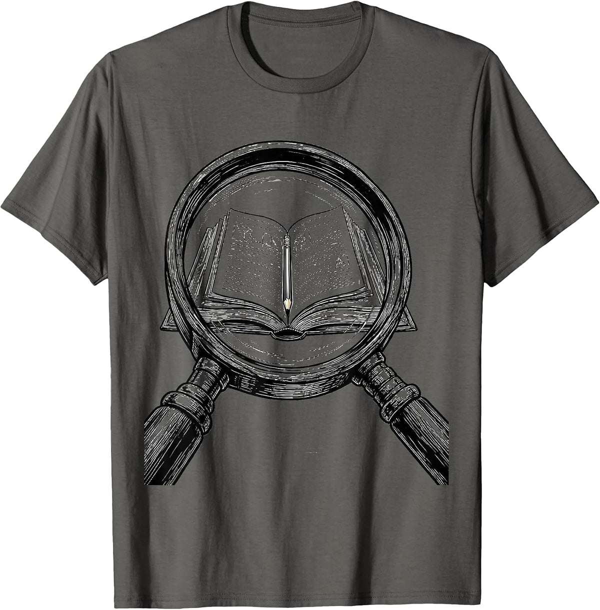 Paraprofessional Magnifying Glass Textbook Design T-Shirt - Asphalt Grey