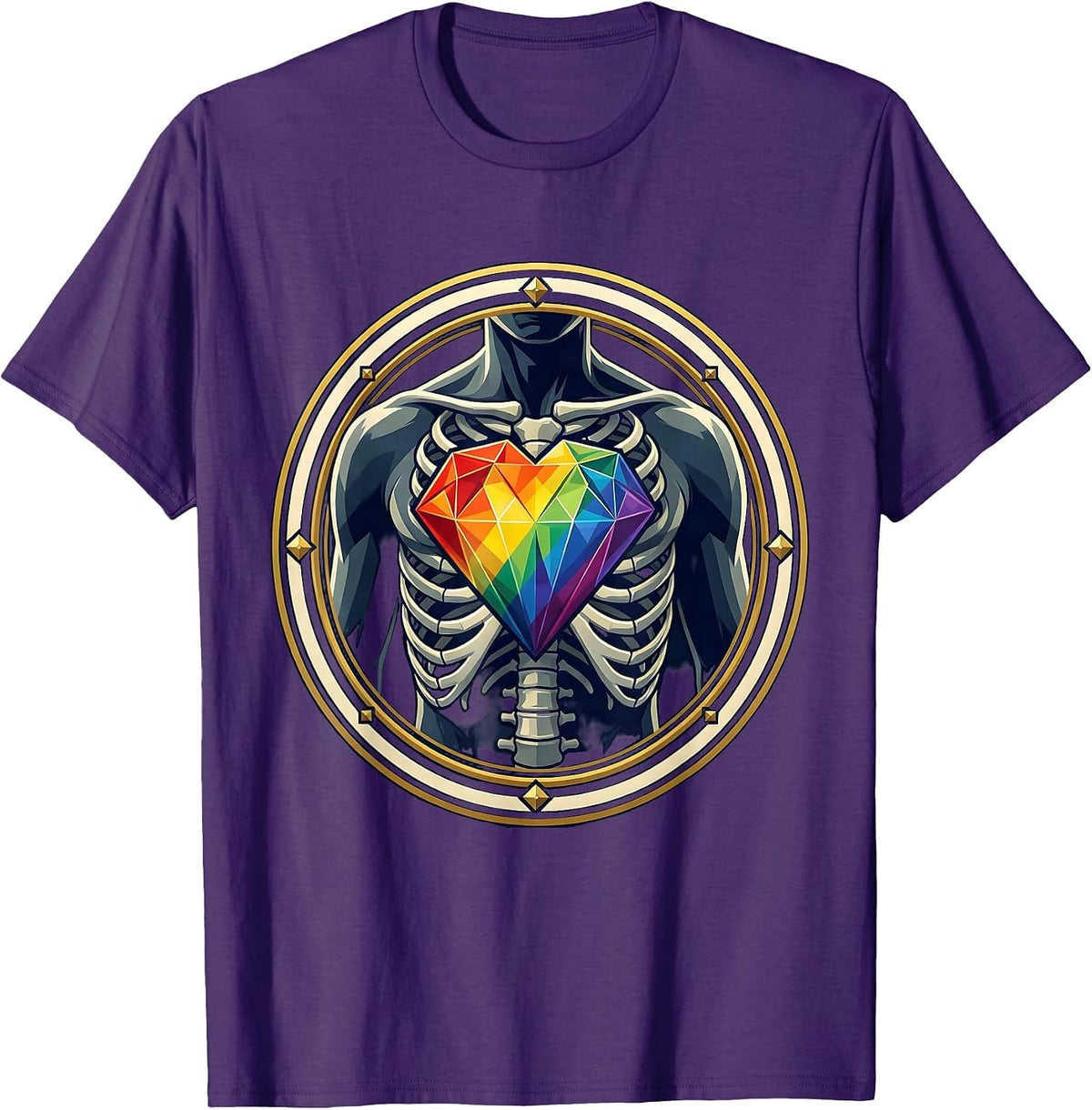 Men's Glowing Geometric Heart Pride Illustration T-Shirt - Purple