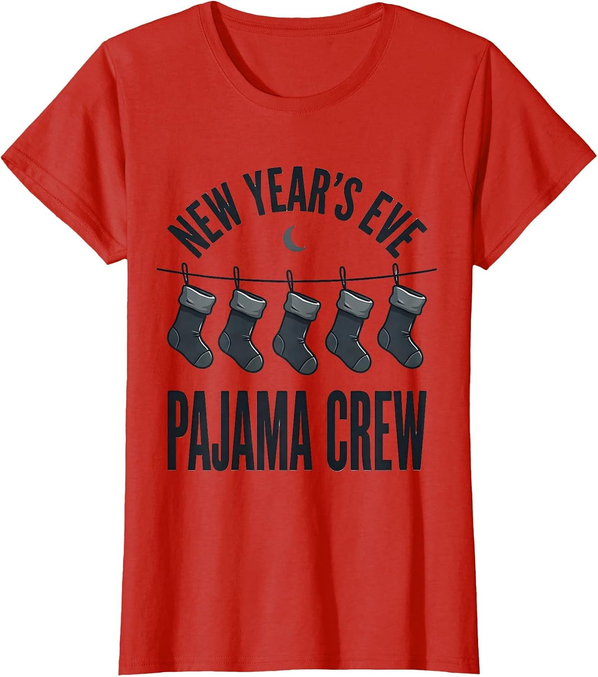 New Year's Eve Pajama Crew Funny Matching Group Party T-Shirt - Red