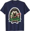 Look, I'm Being Festive Grumpy Hedgehog Christmas Humor T-Shirt - Navy Blue
