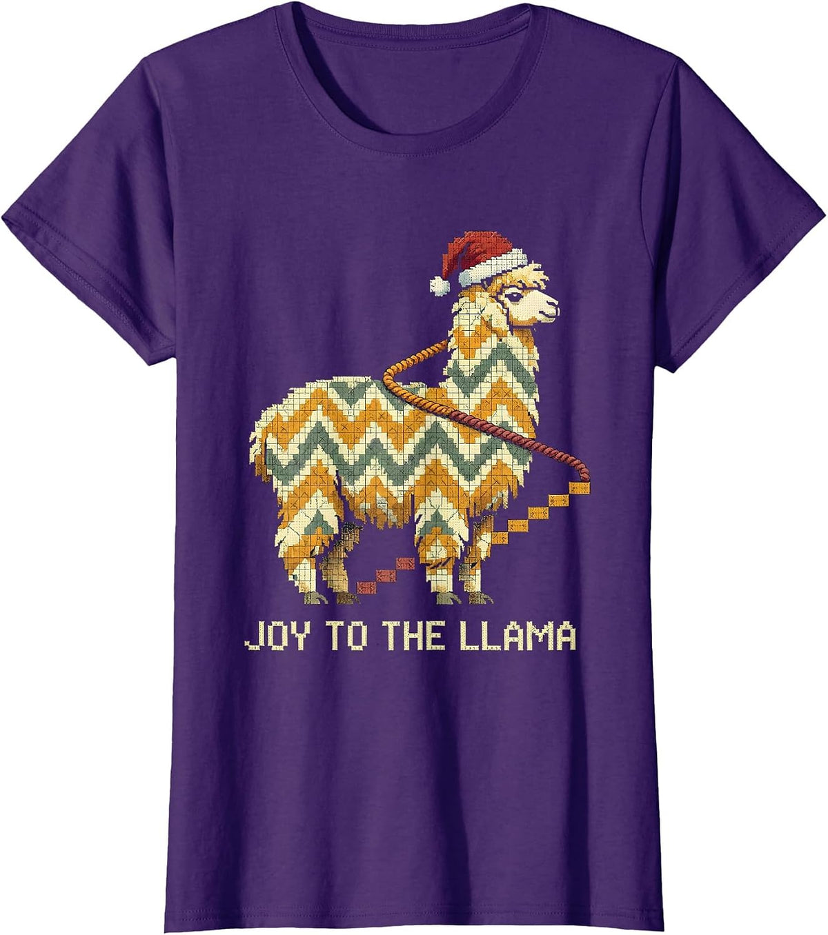 Women's Joy To The Llama Funny Llama Christmas Animal Lover Humor T-Shirt - Purple