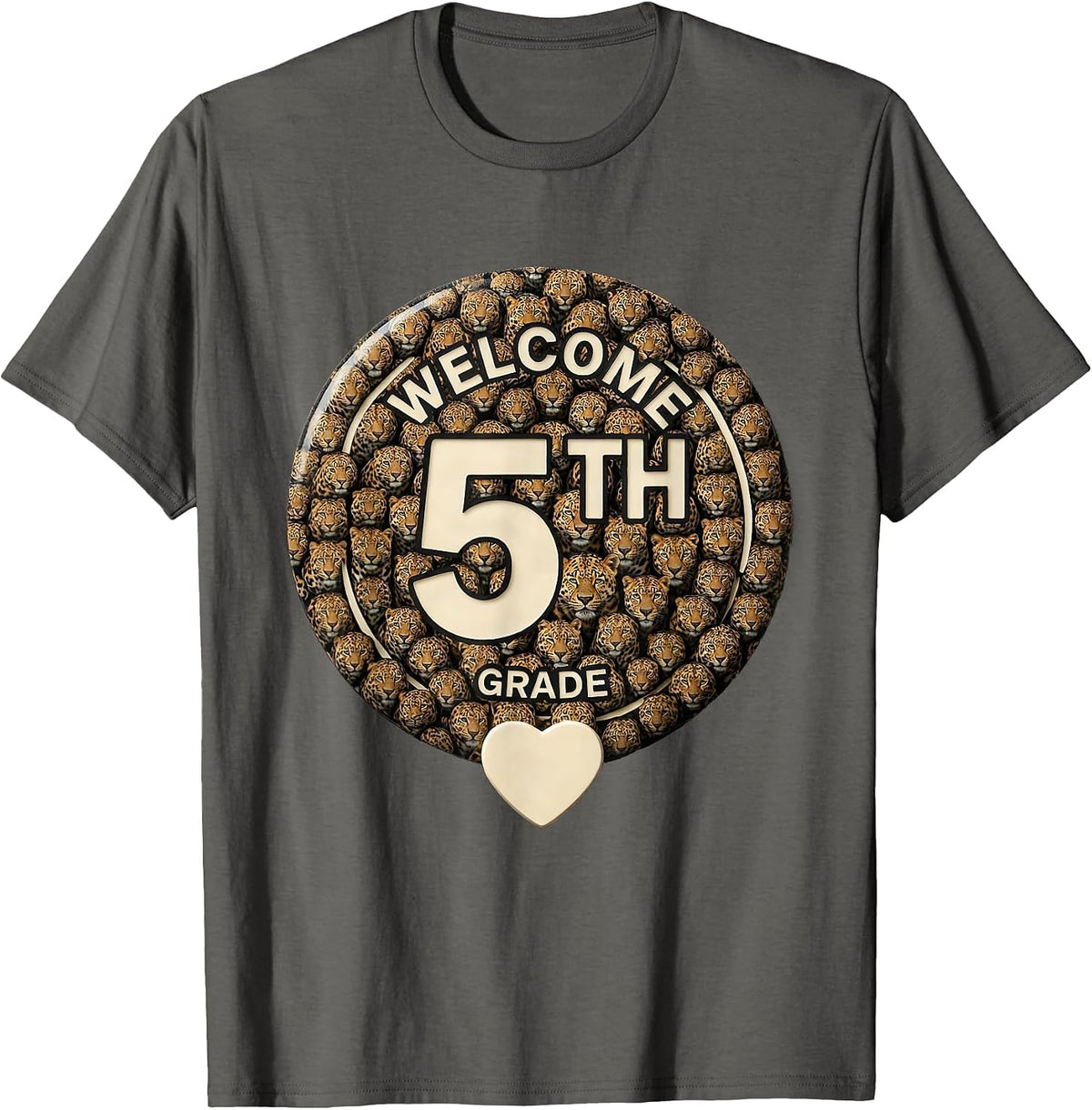 Welcome Fifth Grade Leopard Teacher Back To School T-Shirt - Asphalt Grey