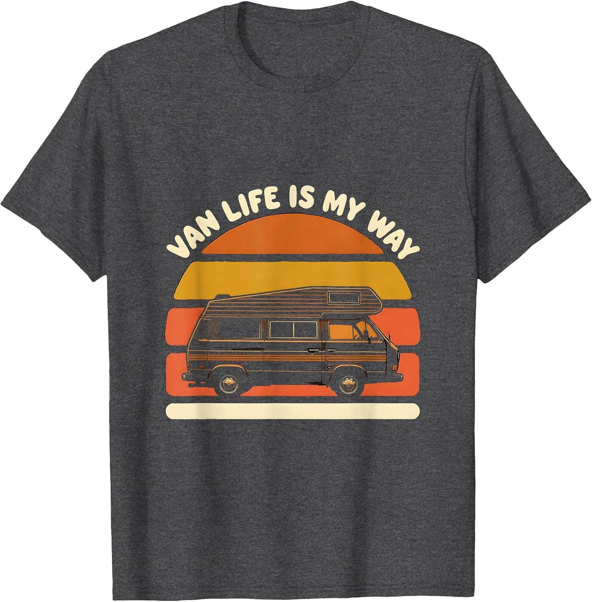 Men's Van Life Is My Way Retro Vintage Van Dwellers Nomads T-Shirt - Dark Heather Grey