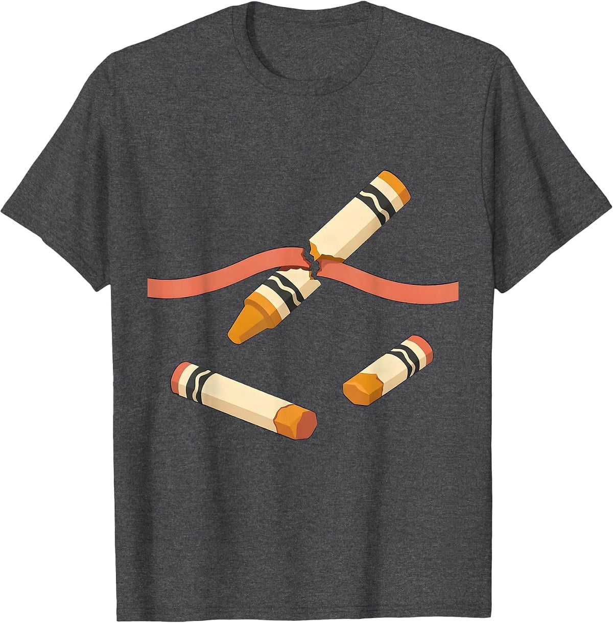 Broken Crayons Awareness Ribbon Mental Health Support T-Shirt - Dark Heather Grey