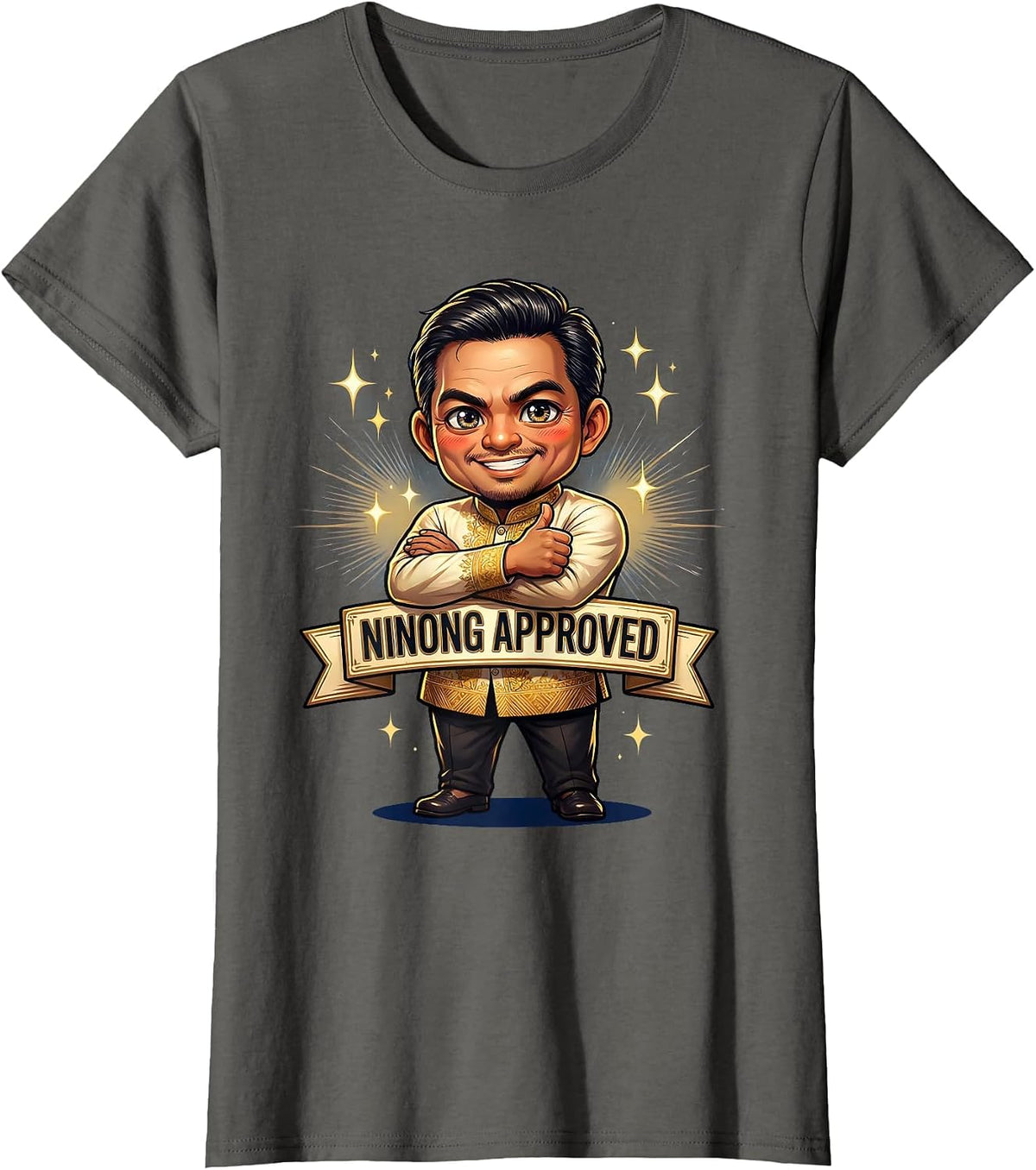 Women's Ninong Approved Filipino Godfather Design T-Shirt - Asphalt Grey