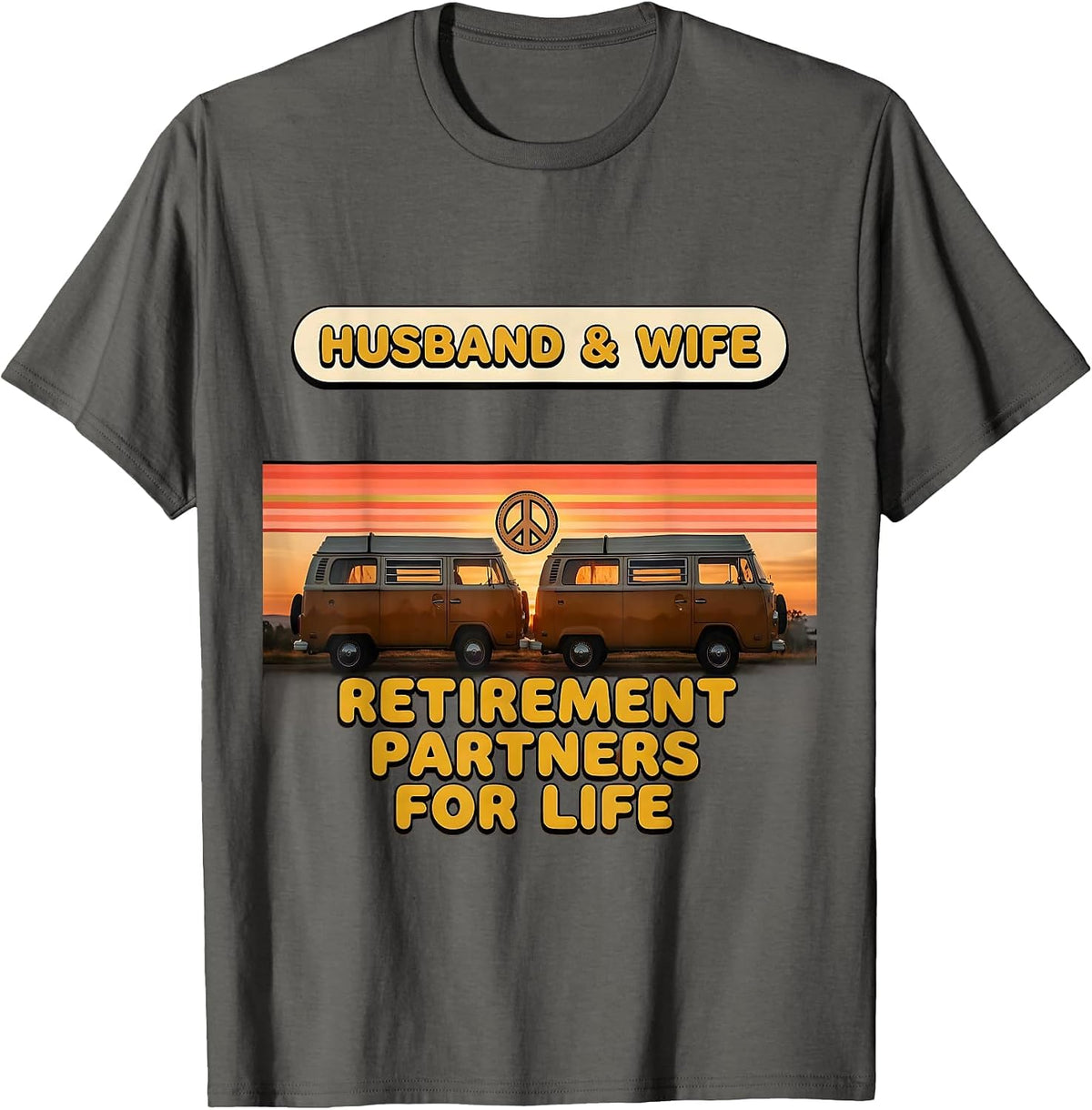 Men's Husband & Wife Retirement Partners For Life Retro T-Shirt - Asphalt Grey