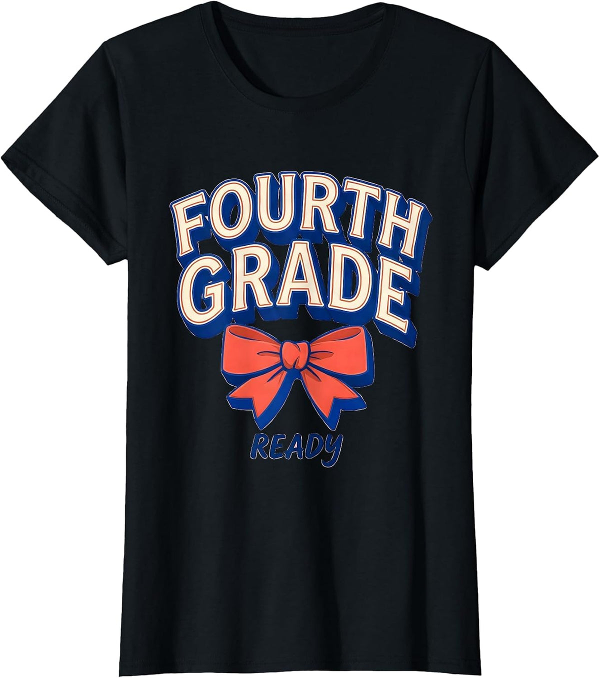 Fourth Grade Ready Coquette Bow Back to School Teacher Kids T-Shirt - Black