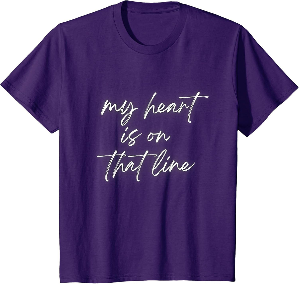 My Heart is on that Line | Offensive Lineman Mom | Football T-Shirt - Purple