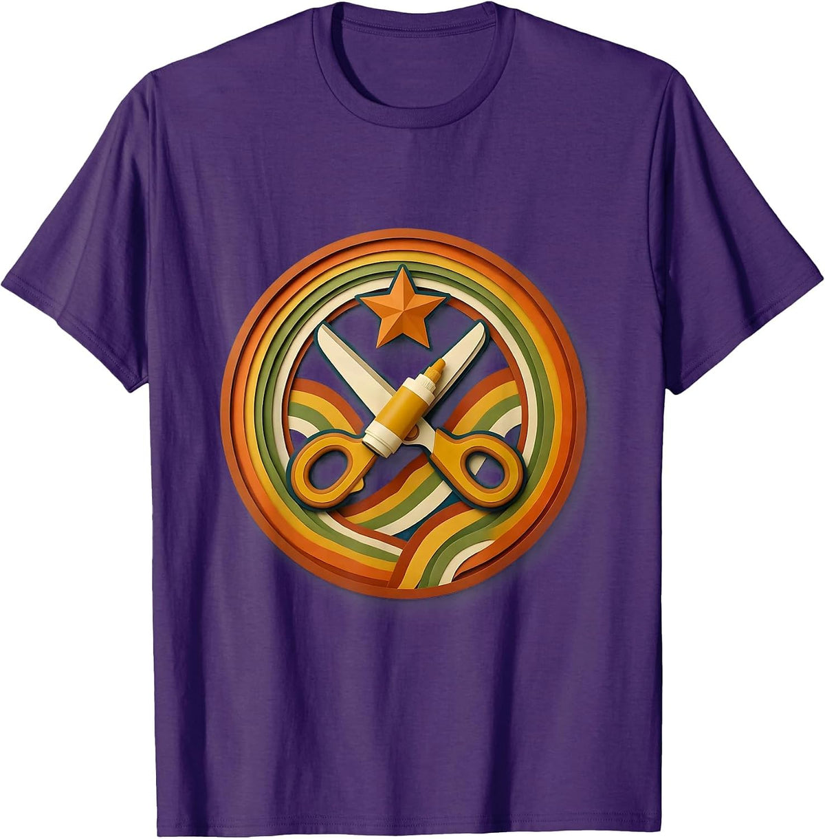 Paraprofessional Scissors Glue Stick Art Design T-Shirt - Purple