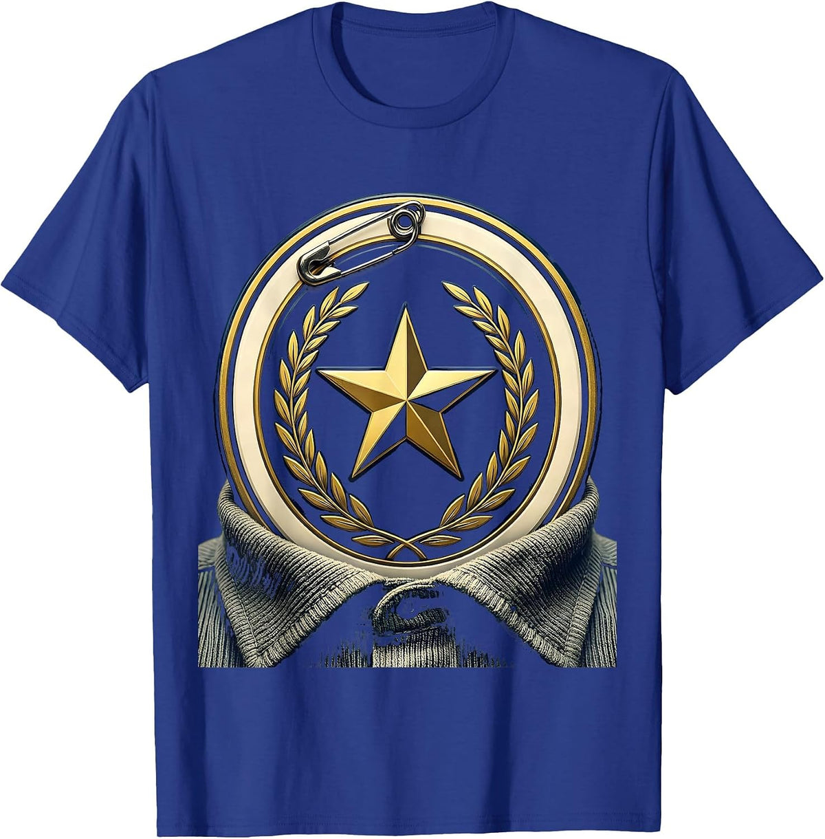 Substitute Teacher Badge Pinned to Wrinkled Shirt T-Shirt - Royal Blue