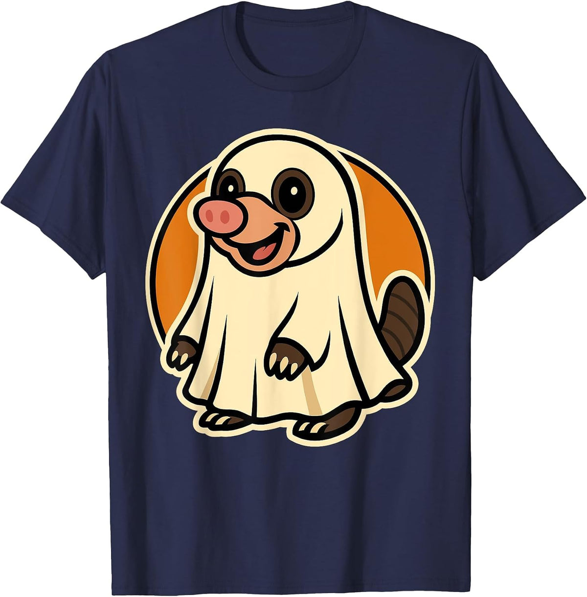 Funny Mole in Ghost Costume for Kids, Boys, Girls Halloween T-Shirt - Navy Blue
