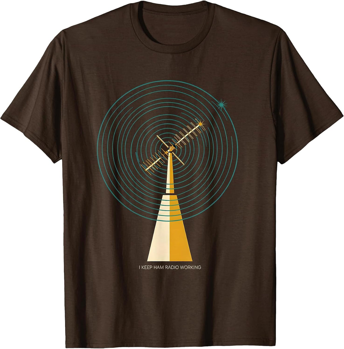 Men's I Keep Ham Radio Working Midcentury Modern Amateur Radio T-Shirt - Brown