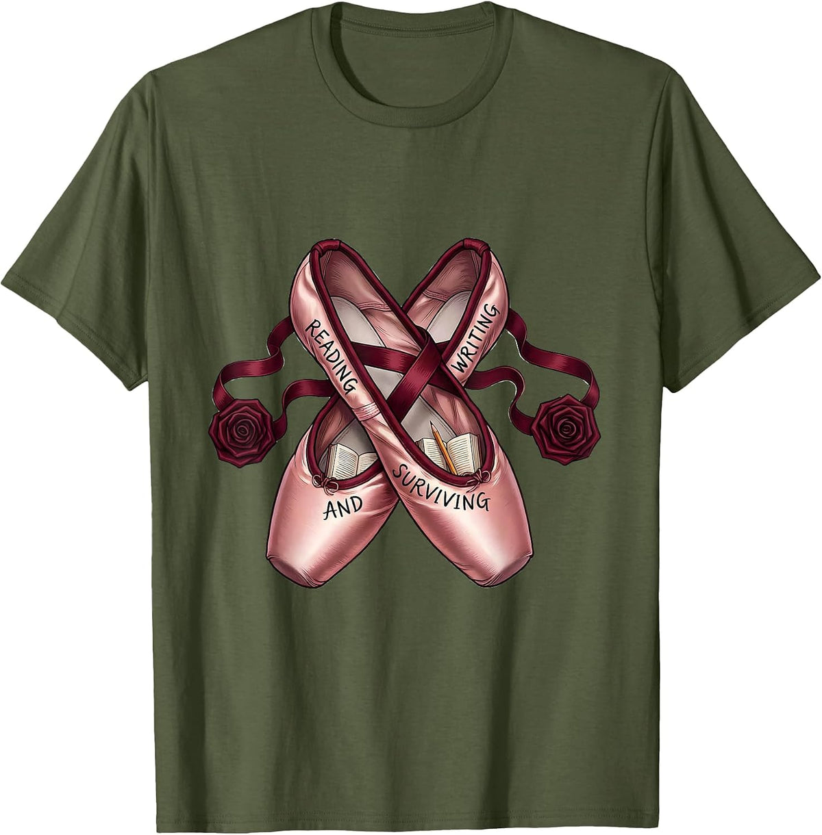 Men's Reading Writing and Surviving 4th Grade Teacher T-Shirt - Olive Green