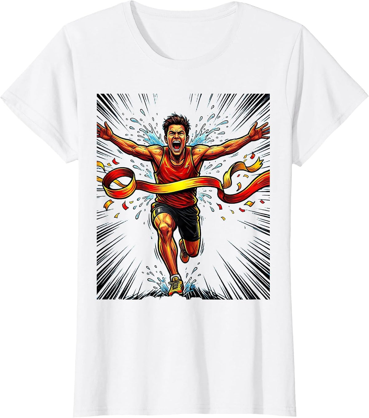 Finish Line Glory Race Tape Breaking Graphic T-Shirt - White