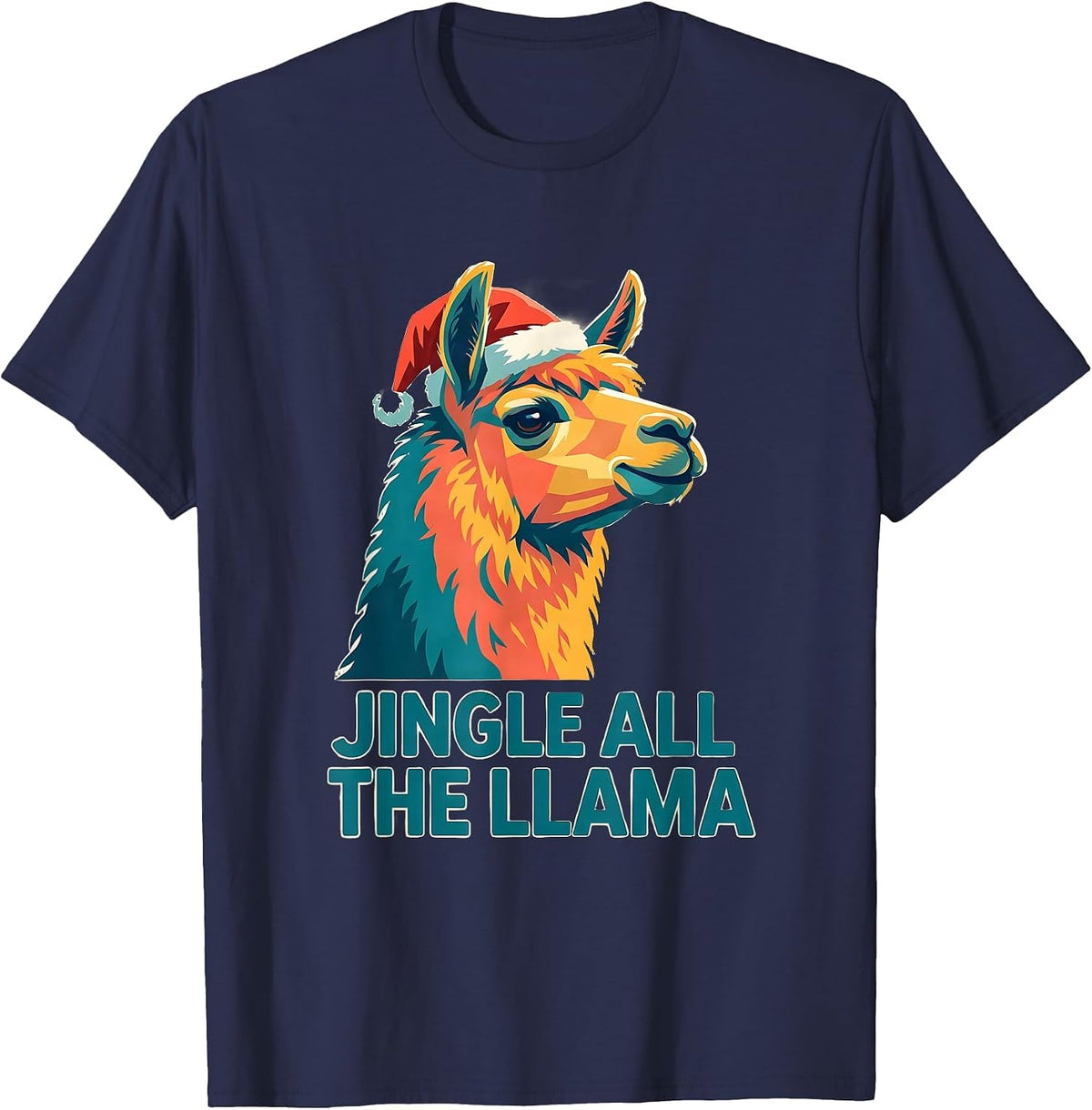 Jingle All The Llama Funny Llama Christmas Animal Lover Gift T-Shirt - Navy Blue