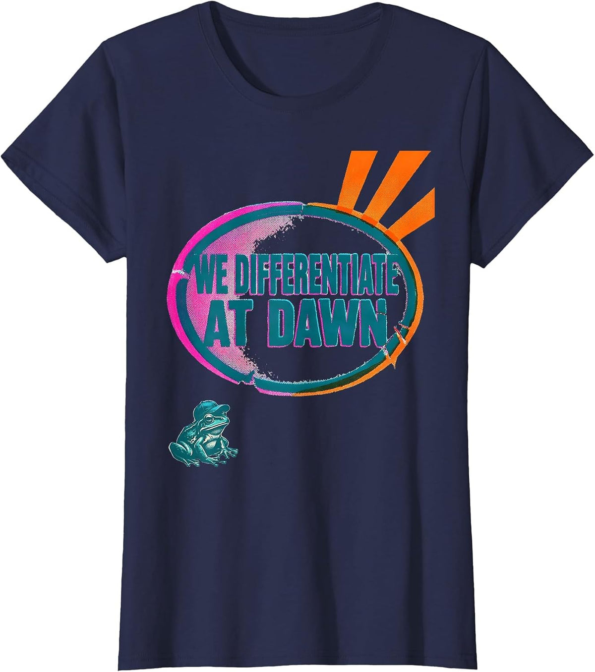 Women's We Differentiate At Dawn Funny Teacher Frog Back to School T-Shirt - Navy Blue