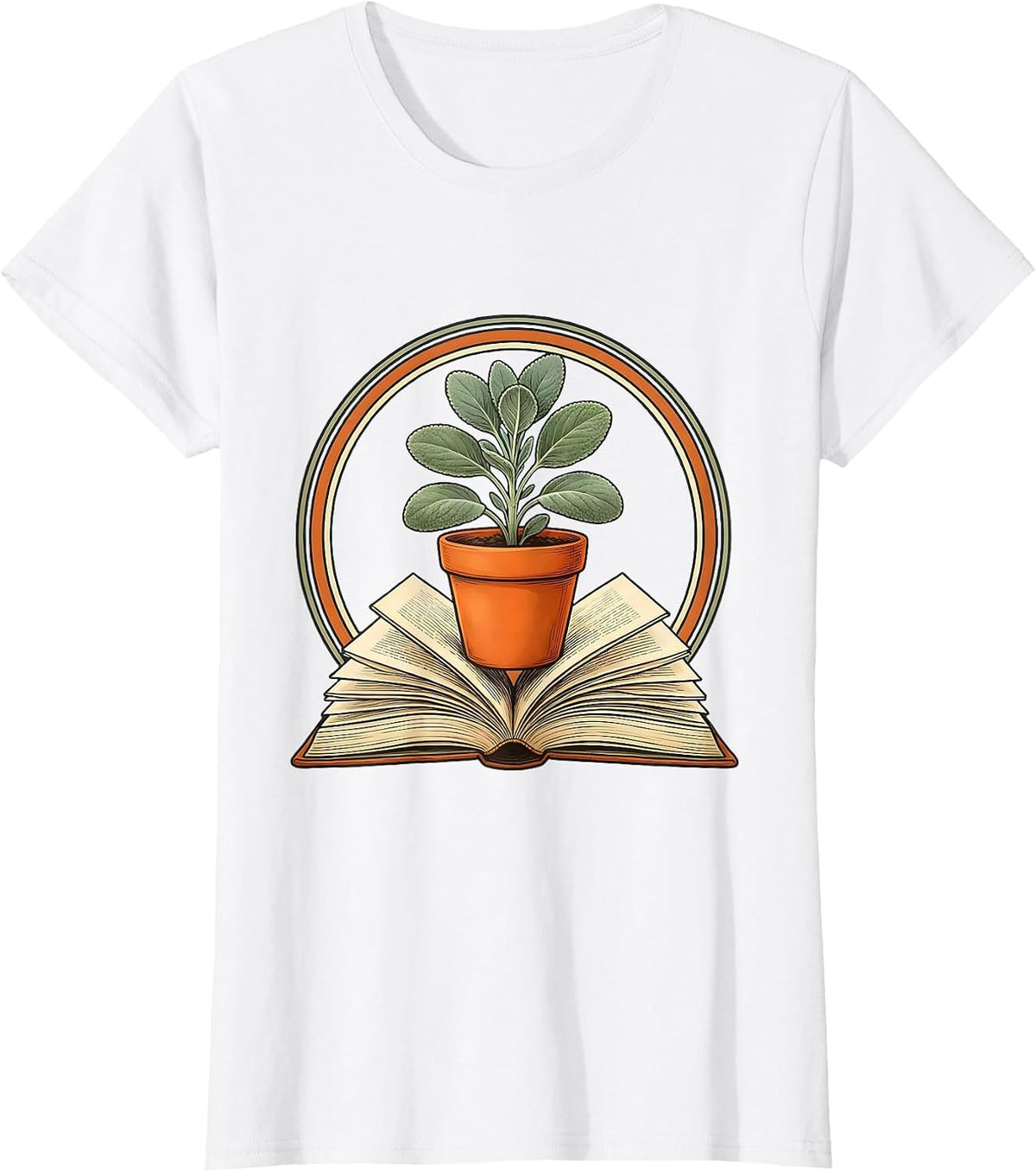 Women's 5th Grade Teacher Potted Plant Book Illustration T-Shirt - White
