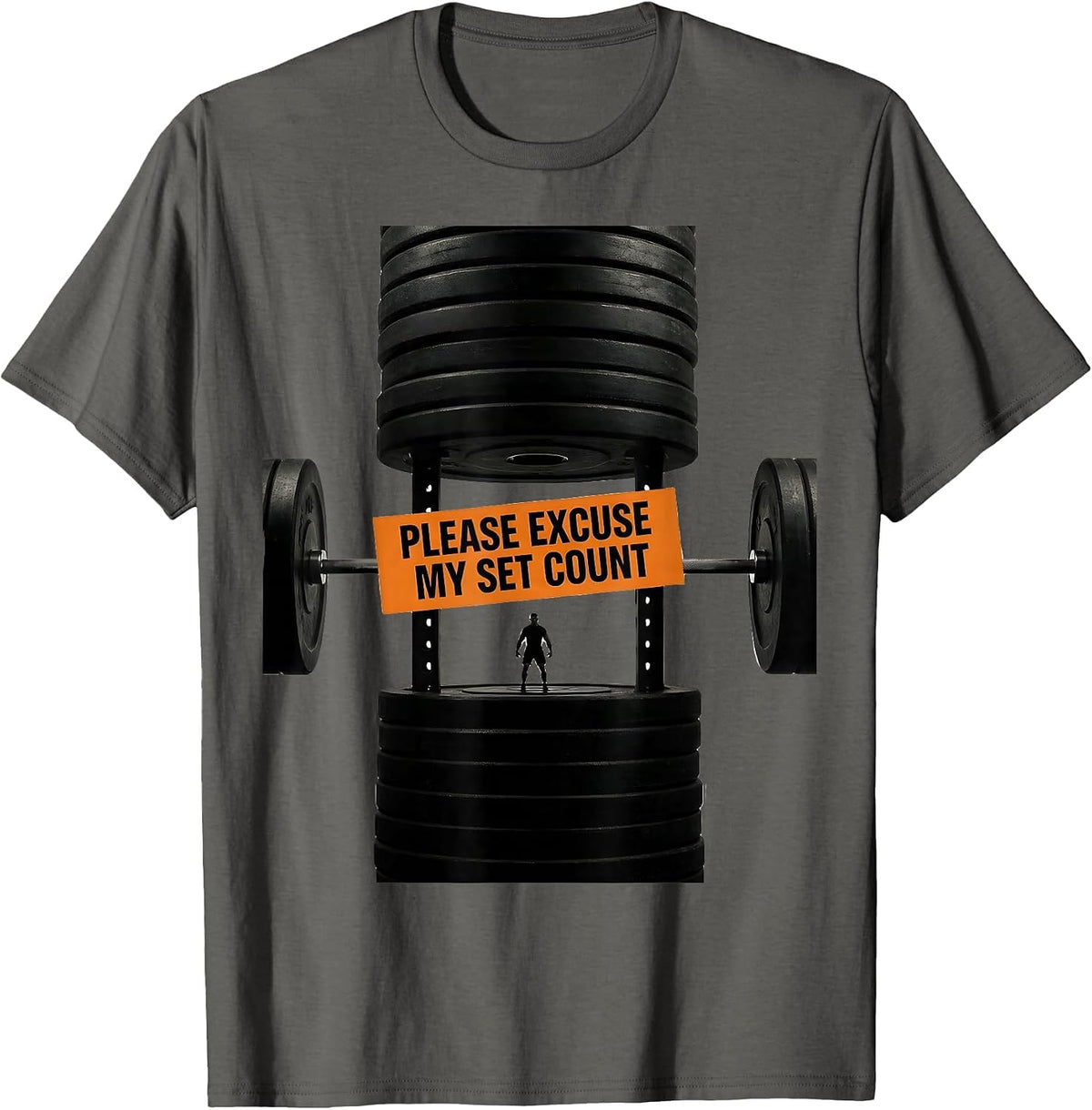 Men's Please Excuse My Set Count Funny Gym Workout Weightlifting T-Shirt - Asphalt Grey