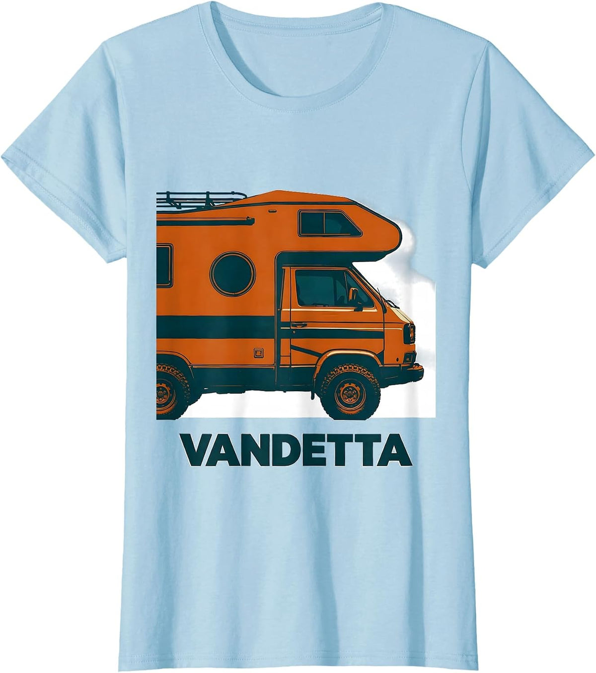 Vandetta Retro Van Life Camper Nomad Pride Vanlife T-Shirt - Baby Blue