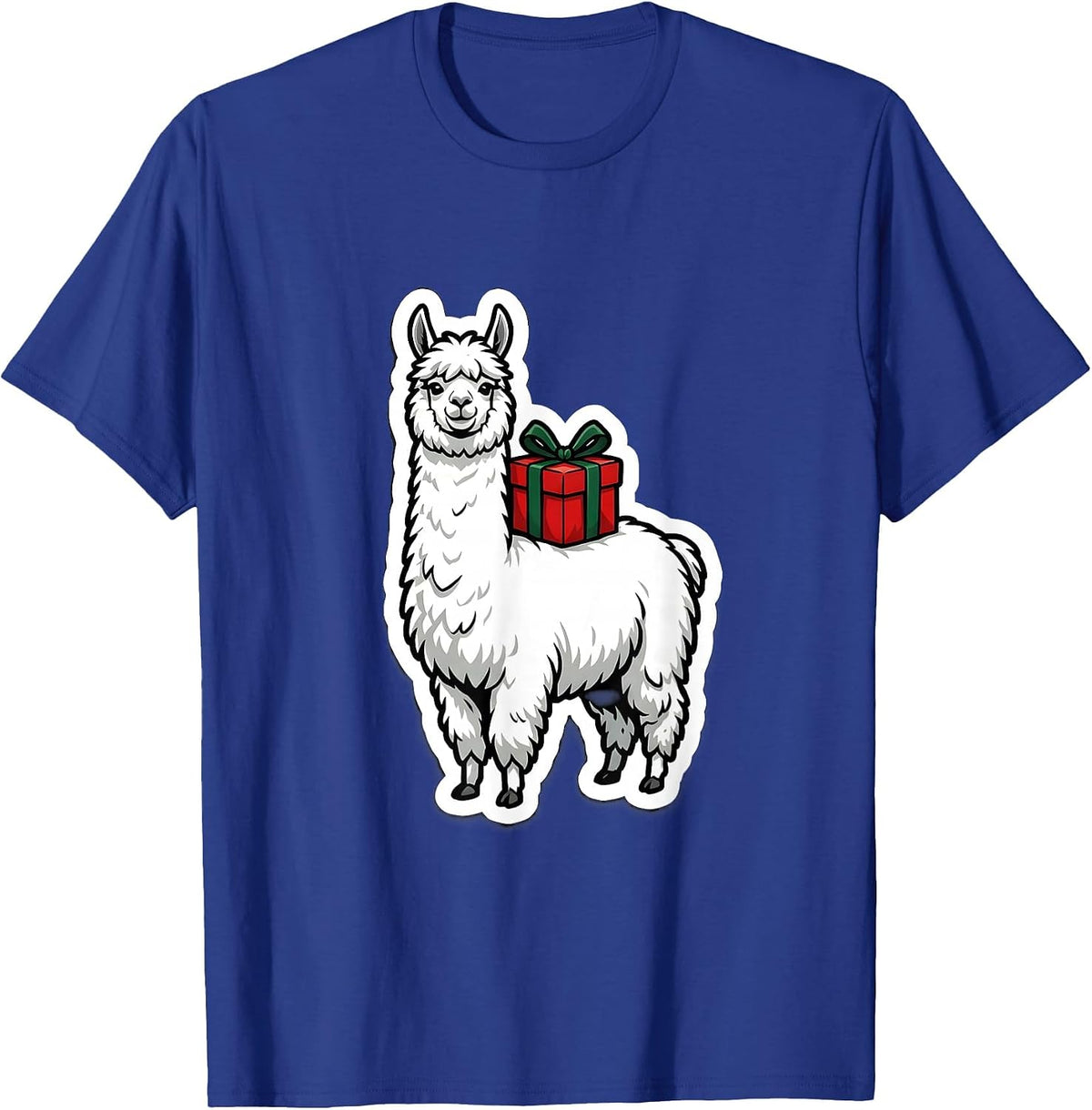 Men's Cheerful Shaggy Llama Funny Christmas Animal Lover Gift T-Shirt - Royal Blue