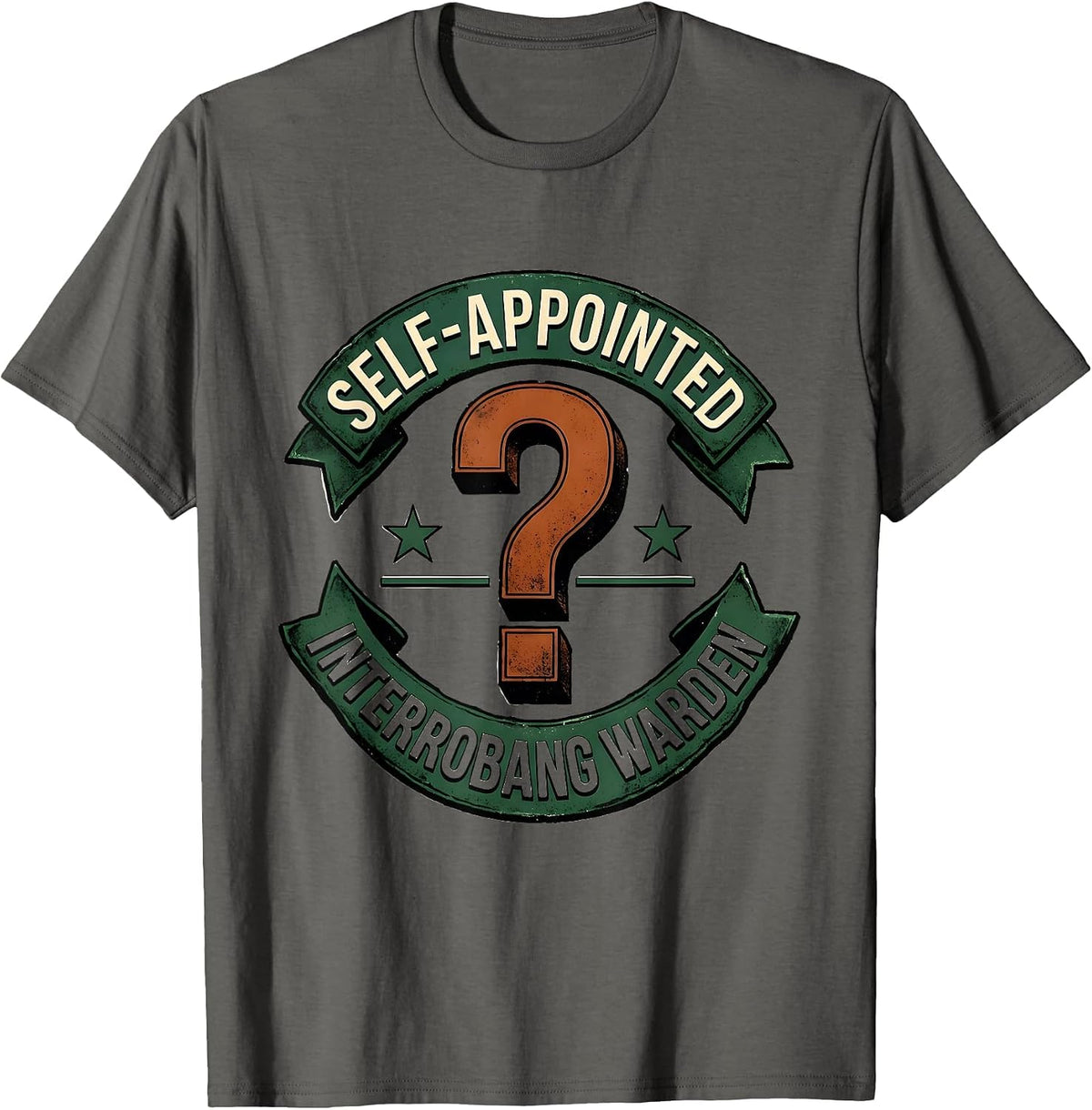Self-Appointed Interrobang Warden Vintage Grammar Teacher T-Shirt - Asphalt Grey