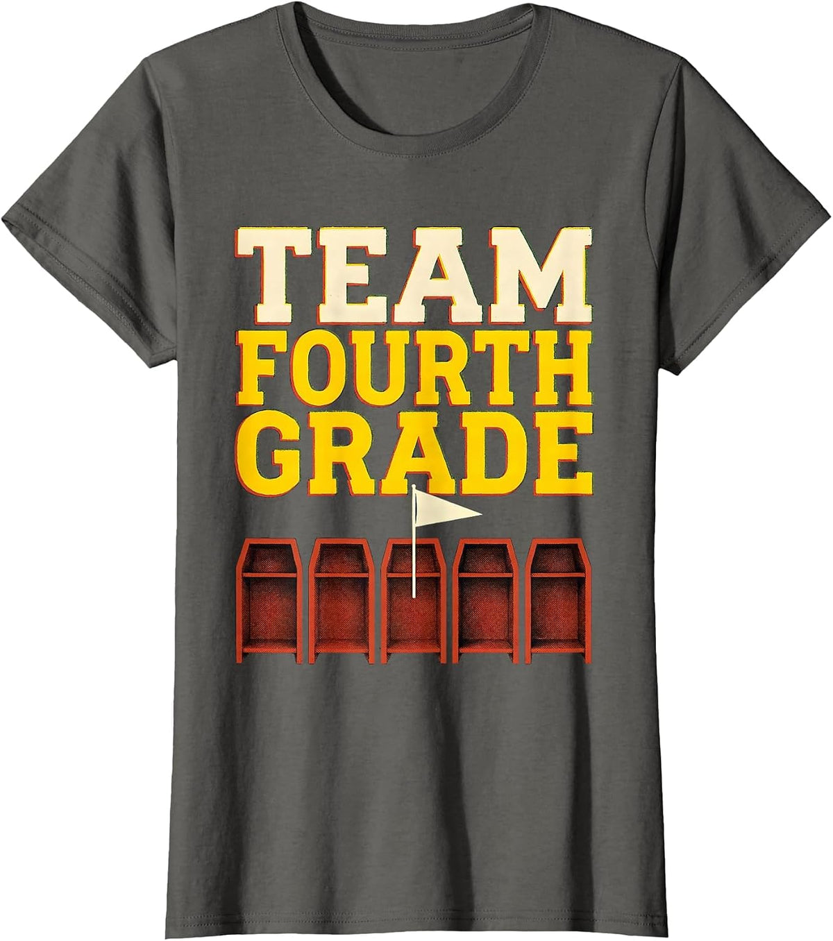 Women's Team Fourth Grade Screenprint Back To School Student Teacher T-Shirt - Asphalt Grey