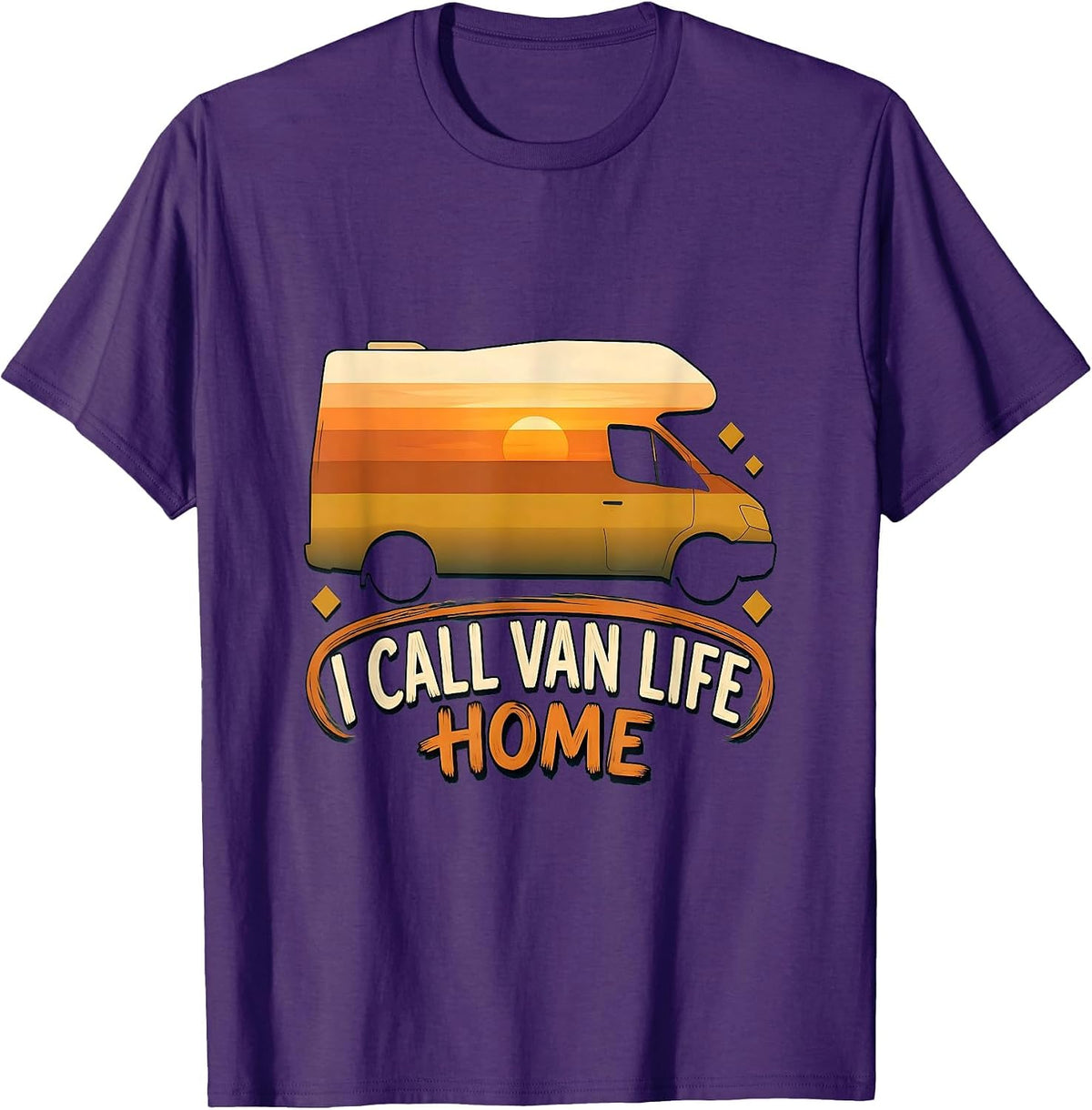 Men's I Call Van Life Home Retro Van Dwellers Nomads Gift T-Shirt - Purple