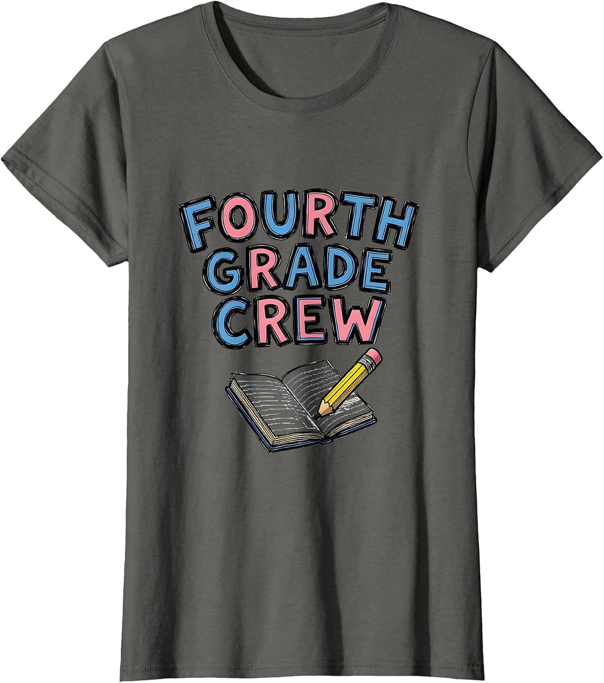 Women's Fourth Grade Crew Back to School Teacher Student Kids T-Shirt - Asphalt Grey