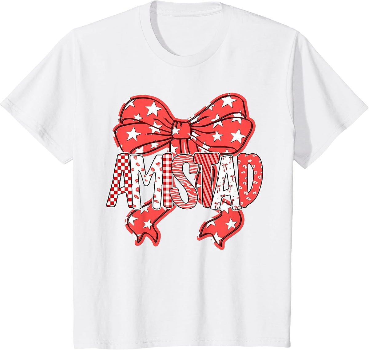 I Love Amistad Preppy Bow Teacher Student T-Shirt - White