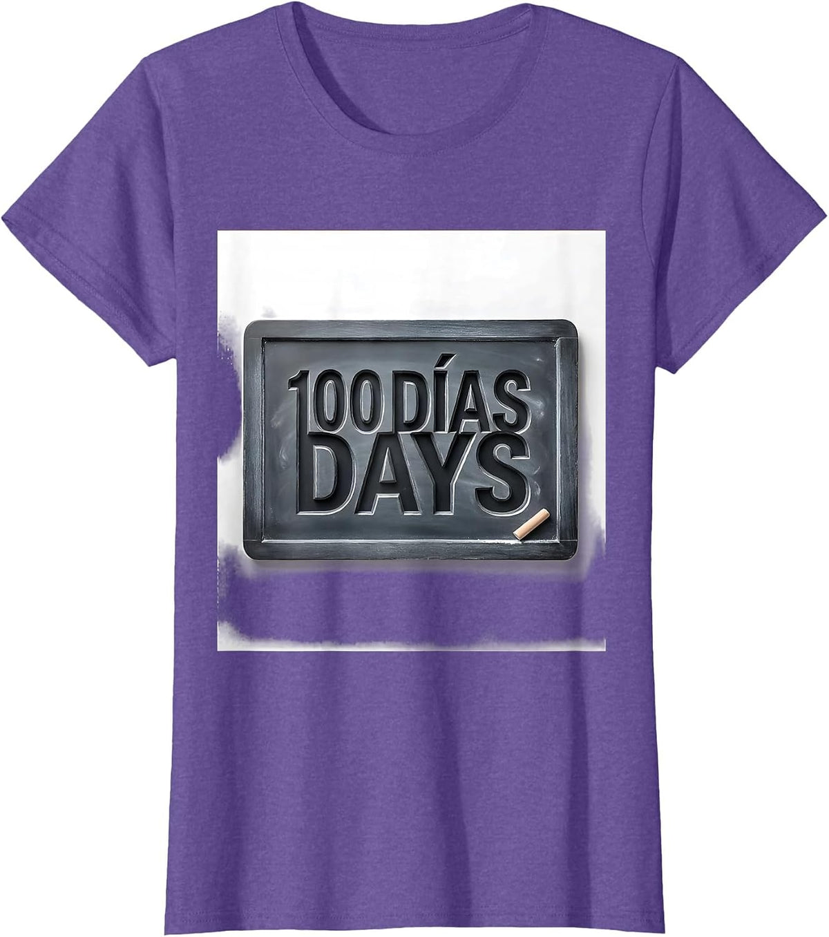 100 DÍAS/DAYS Editorial Conceptual Spanish Teacher 100th Day T-Shirt - Purple Heather
