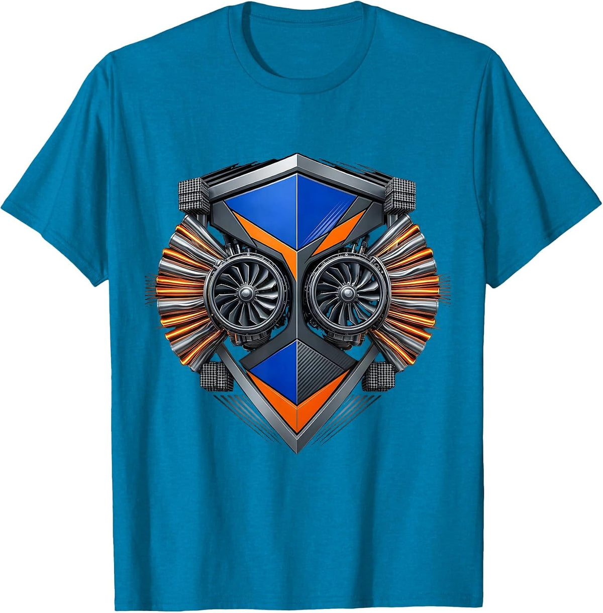 Twin Turbo Heat Shimmer Graphic Design T-Shirt - Sapphire Blue