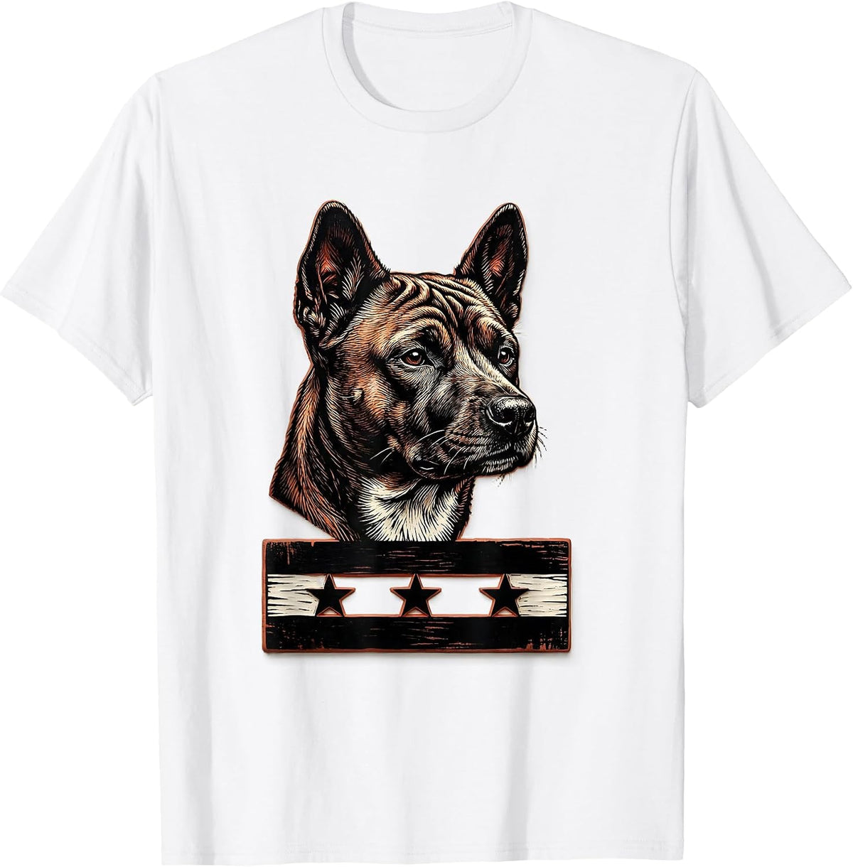 Men's Basenji Head Wood Type Patriotic Dog Dad T-Shirt - White