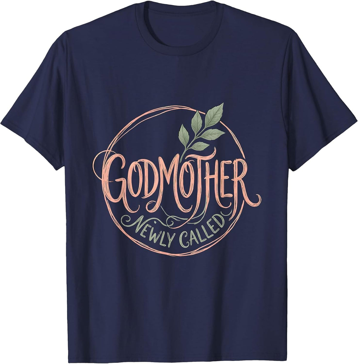 Men's Godmother Newly Called Boho Typography Aunt Humor T-Shirt - Navy Blue