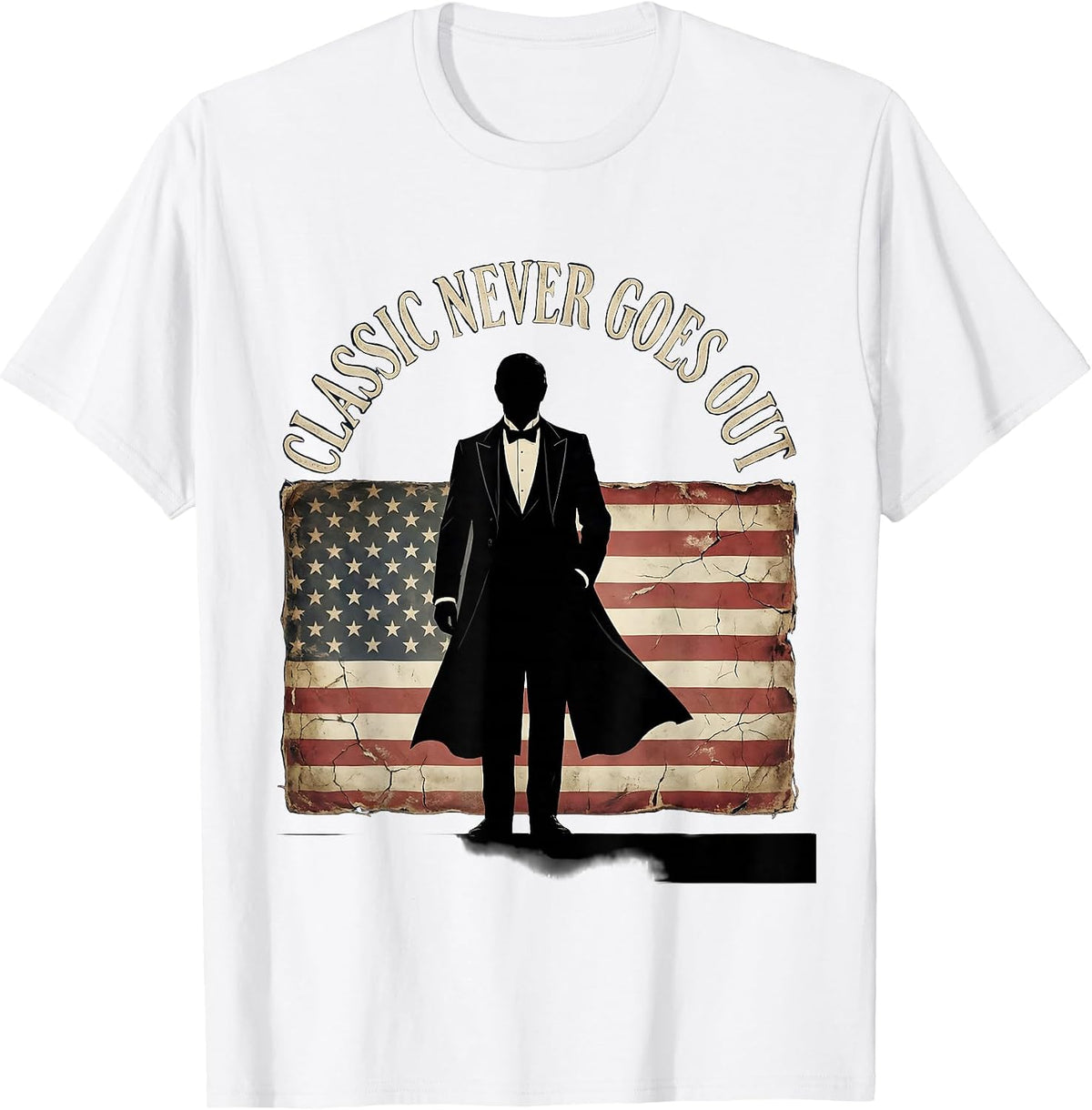 Men's Classic Never Goes Out Tuxedo Graphic Design T-Shirt - White
