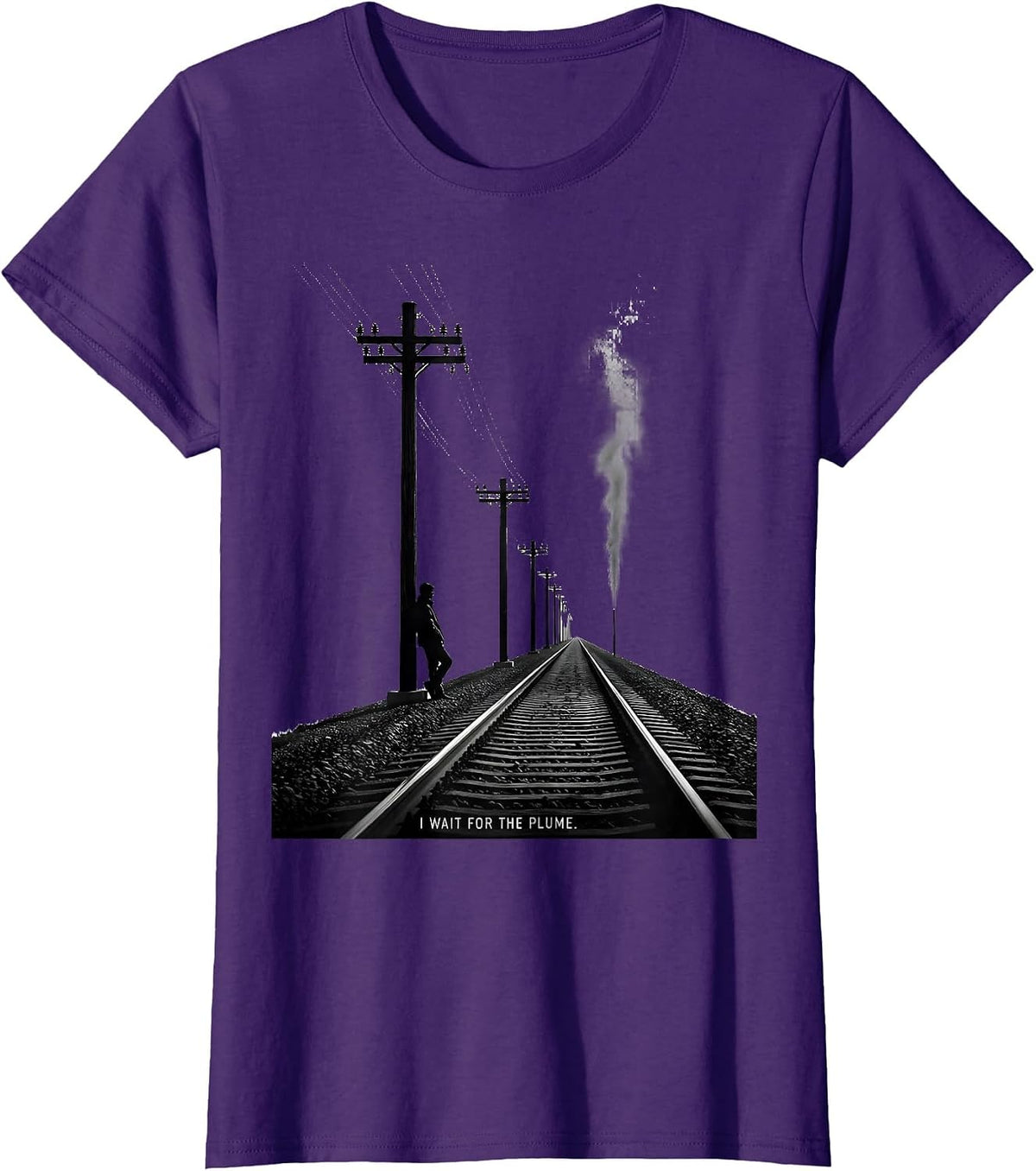 Women's I Wait For The Plume Big Boy 4014 Train Enthusiast Vintage T-Shirt - Purple