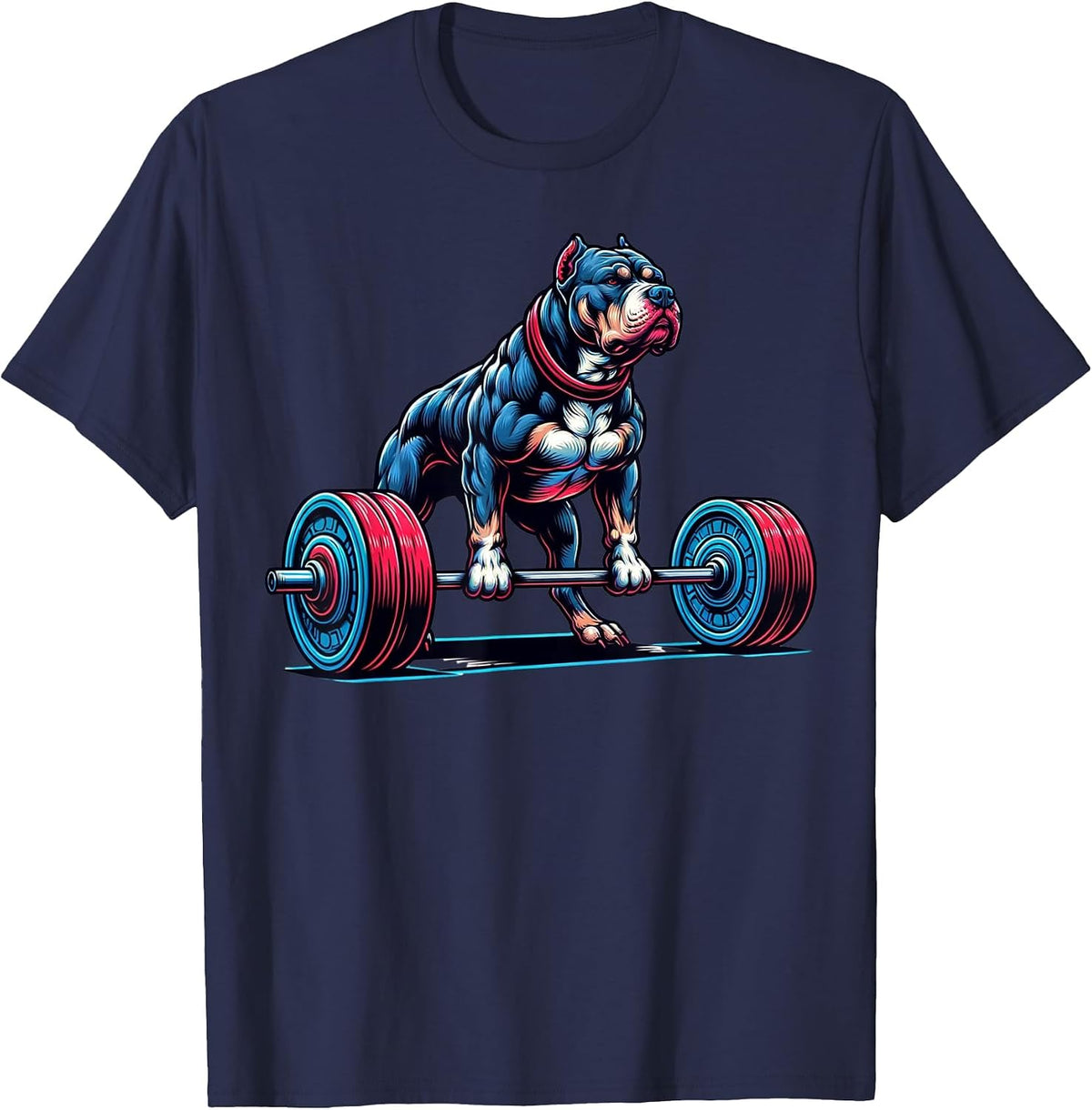 Pitbull Deadlifting Shirt, Pit Bull Gym Workout Deadlift Gym T-Shirt - Navy Blue