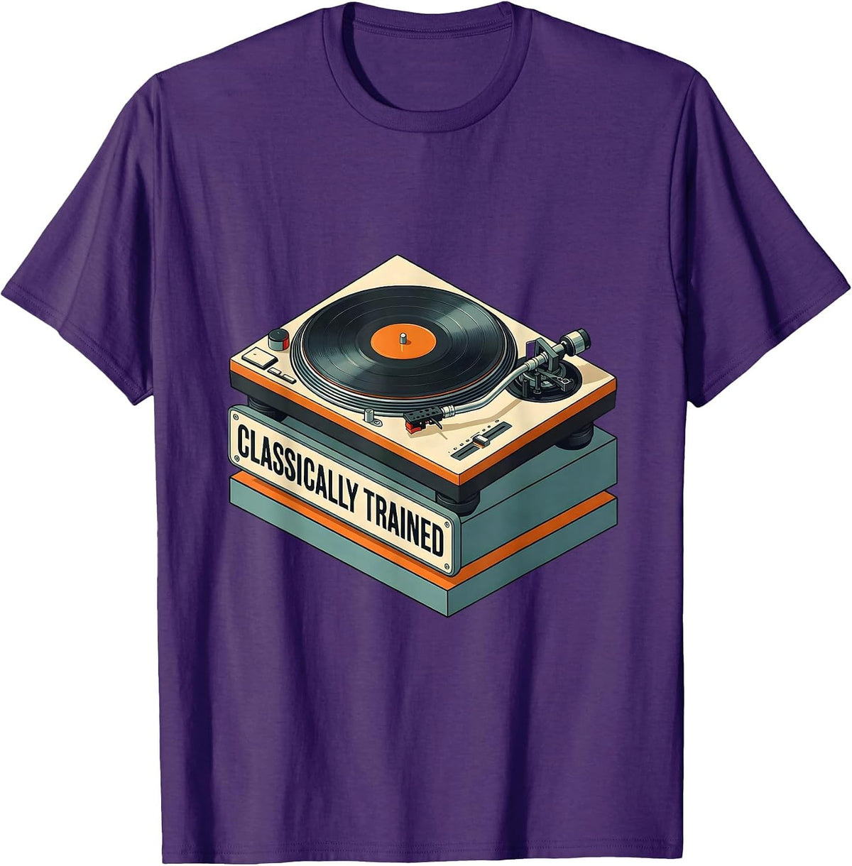 Classically Trained Vinyl Turntable Retro Isometric T-Shirt - Purple