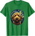 Men's GOLDENDOODLE Van Gogh Style Starry Night Dog Portrait T-Shirt - Kelly Green
