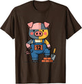 12 Flat Vector Pig Lover Halloween Costume Humor T-Shirt - Brown